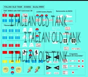Italian Old Tank Decals 35002 Sicily 1/35 Per Mezzi Italiani WW2 - Foto 1 di 1