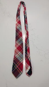 American Eagle AEO Skinny Tie 2.5" Red Plaid Flannel Tartan Holiday Necktie - Picture 1 of 5