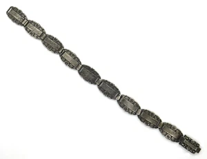 Bracciale maglia ciondolo floreale argento sterling 925 antico 1944 Forget Me Not - Foto 1 di 6