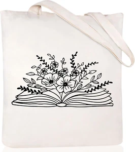 Canvas Tote Bag for Women Aesthetic Cute Cat Shopping Grocery Reusable Bags with - Picture 1 of 7