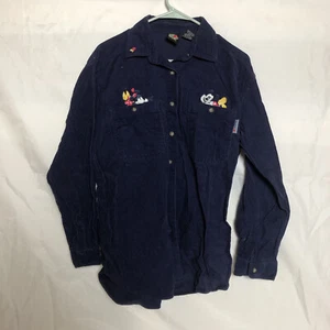 Vintage Mickey Unlimited Corduroy Shirt Size S Mickey/Minnie Mouse  Embroidery - Picture 1 of 3