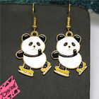 Hot Fashion White Enamel Cute Skate Panda Girl Women Stand Jewelry Earrings