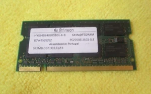 Infineon 512MB PC2700 DDR CL2.5 Laptop RAM HYS64D64020GBDL-6-B - Picture 1 of 1