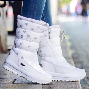 Mujeres Impermeables Damas Nieve Invierno Botas Zapatos Cálidos Antideslizantes Talla Media Pantorrilla - Imagen 1 de 21