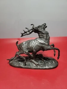 Vintage Metal cast Statue Sculpture Deer Wildlife Art Deco Style Bronze - Picture 1 of 9