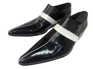 Chelsy zapato de hombre de diseño italiano hecho a mano pintura cuero zapatillas negro - Imagen 1 de 5