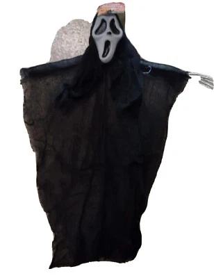 Halloween black & white ghost face hanging decoration  12 inches by 14 in. - Image 1 of 4