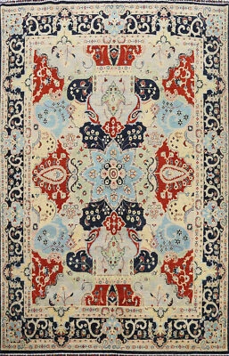 Geometric Bakhtiari Vegetable Dye Oriental Area Rug Handmade Wool Carpet 8'x10' - Image 1 of 4