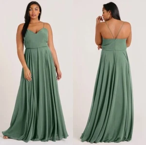 NEW Jenny Yoo Bridesmaid Formal Inesse Chiffon Dress, Eucalyptus, size 19 - Picture 1 of 10