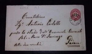 Lombardo Veneto busta intero postale con 5 soldi 1863 da Camposanpiero a Padova - Foto 1 di 1