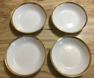 4 tazones de postre dorados y blancos GDA CFH Limoges France - Imagen 1 de 5