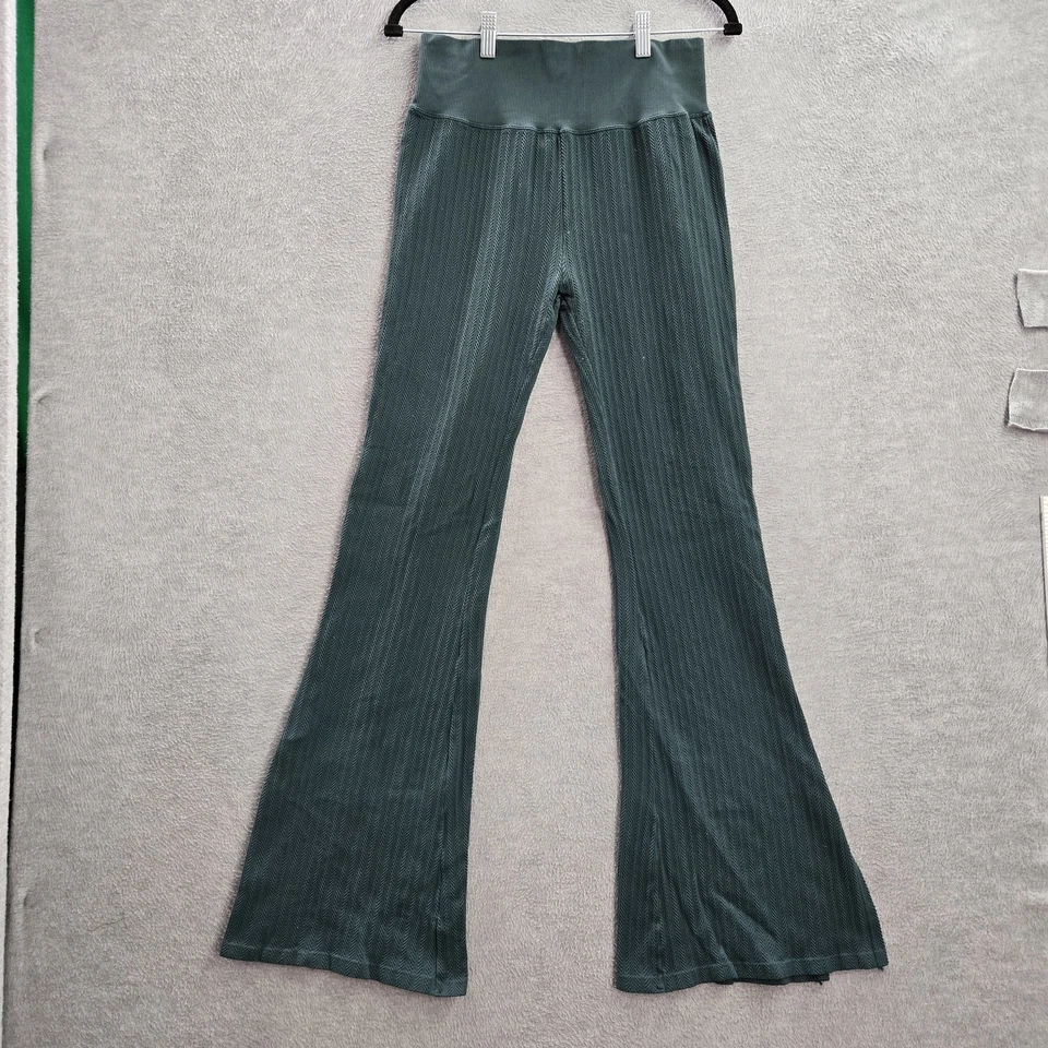 Pantalones ROSA Victoria's Secret Mujer L Verde Geométrico Acampanado Logo 30" Entrepierna Foto 1 de 4