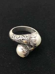 Weiße Zuchtperlen Crossover Wickelring 925 Sterling Silber 18K signiert Ringgröße 10 - Bild 1 von 12