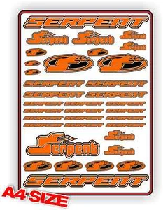 HOJA PEGATINA SERPIENTE COCHE DE RADIOCONTROL A4 747 977 VÍBORA COBRA S411 F110 S120 NARANJA - Imagen 1 de 1