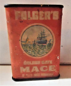 antique Foldger's Golden Gate mace spice tin SF and Kansas City - Picture 1 of 7