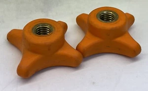 2 Clamping Knobs 2” Plastic Four Pointed  Head Female 3/8-16 Brass (23D20) - Picture 1 of 3