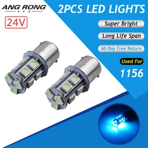2X P21W 382 1156 BA15s 13 SMD Blue LED Side Marker Indicator Light 24V HGV Truck - Picture 1 of 12