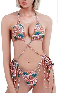 Sexy 2 pc String Bikini Swimsuit high waisted sz large - Picture 1 of 6