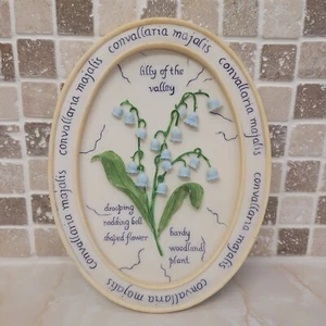 Lilly Of The Valley Ceramic Wall Plaque Convallaria Majalis Floral Blue Flower - Picture 1 of 7