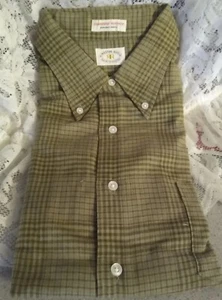 NUOVA Camicia Vintage KINGSTON GUILD CAMBRIDGE HOPSACK L 16-16,5 Stampa a quadri USA - Foto 1 di 4