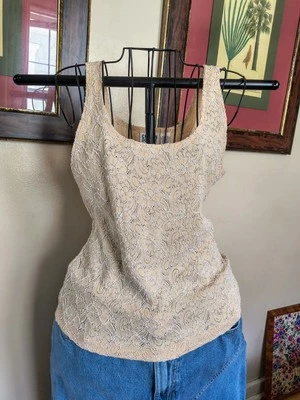 Blusa camisola vintage años 90 Fairycore crema encaje floral sin mangas Foto 1 de 4