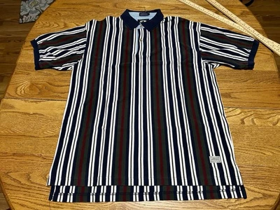 Винтажная мужская рубашка поло Woods & Gray большой размер 90-е вертикальная полоса сделано в США - Изображение 1 из 4