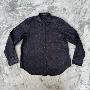 Lauren Ralph Lauren Hemd Damen XL Paisley Knopfleiste Langarm Oberhemd - Bild 1 von 9