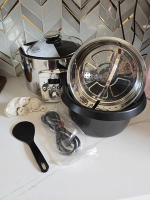 NUEVA olla de cocción lenta/arroz de 4 cuartos todo revestido de acero inoxidable descontinuada BONITA  Foto 1 de 4