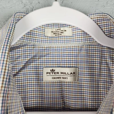 Camisa Peter Millar Para Hombre Grande Multicolor Cuadros Corona a Cuadros Suave Algodón Seda Golf Foto 1 de 4