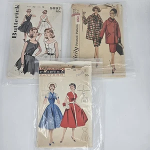 Lot 3 Vtg Retro Dresses Coats Sewing Patterns Uncut Size 12 Simplicity Butterick - Picture 1 of 5