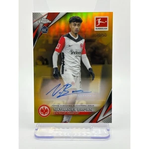 2025 Topps Chrome Bundesliga Nathaniel Brown Rookie Gold Auto 20/50 SP Frankfurt - Picture 1 of 2