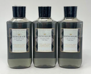 3 BATH & BODY WORKS GINGHAM LEGEND FOR MEN 3 IN 1 HAIR FACE WASH SHOWER GEL 10OZ - Picture 1 of 5