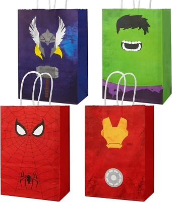 12PCS Superhero Party Bags Kraft Paper Bags Party Gift Bags with Handles for Kid - image 1 of 4