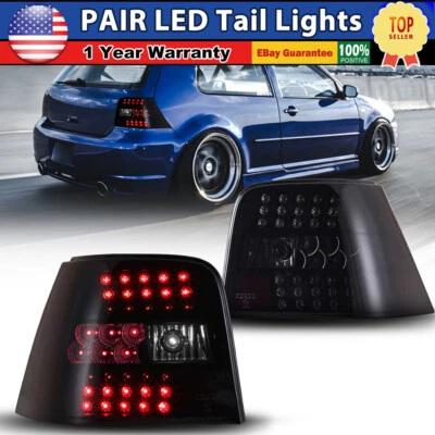 Tail Lights For 1999-2004 Volkswagen Golf IV GTI MK4 LED Brake Lamps Black Smoke - Image 1 of 4
