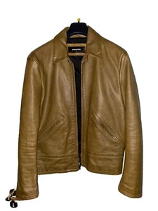 Dsquared2 Lederjacke Echt Bomber College biker braun Designer dsq2 düsseldorf - Bild 1 von 6