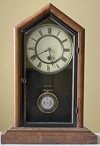 Antique 8 Day 1868 Oak RA Pendulum Mantel Shelf Clock Cover