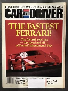 CAR AND DRIVER MAGAZINE-FEB 1991-VOL 36 #8-FERRARI F40-OLDSMOBILE 98 TOURING - Picture 1 of 3