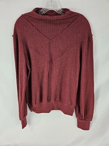 Heather by Bordeaux | Women's Burgandy Mock Turtleneck Top Yoke Shirt Size Large - Picture 1 of 4