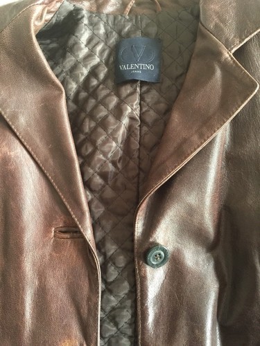 Cappotto Valentino in pelle marrone con fodera trapuntata Eur42 Prezzo di listino 990€