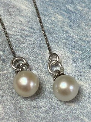 Akoya Pearl Threaders From Repurposed Mikimoto Brooch - Image 1 of 4