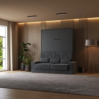 SMARTBett Schrankbett M1 140x200 Vertikal  mit Sofa Anthrazit - Bild 1 von 4