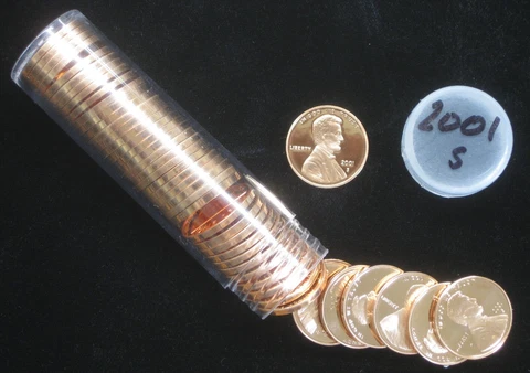 2001-S Proof Lincoln Cent 50pc Roll Cover