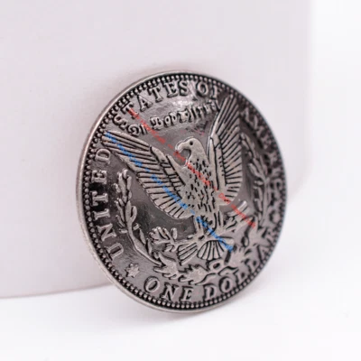 5pc 1-1/2 " Antique Silver Morgan Head Eagle Dollar Screwback Replica Concho - Image 1 of 4