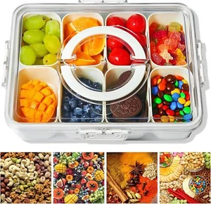 Snackle Box Container Divided Serving Platters with Lid and Handle Divided - Picture 1 of 3