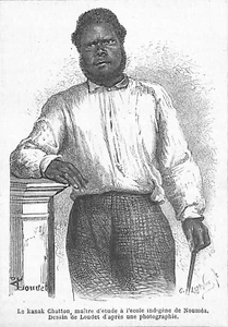 NOUMÉA / NOUVELLE CALÉDONIE / LE KANAK CHATTON MAITRE D' ÉTUDE / GRAVURE 1867 - Bild 1 von 1