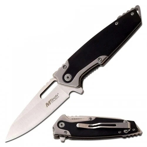 Knife MTECH 7.75" Overall Stainless Steel Spring Assisted Drop Point MT-A1071BK - Image 1 of 2