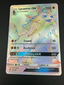 Lycanroc GX SECRET RARO ARTE COMPLETO 155/147 SM Burning Shadows Pokémon HOLO CASI NUEVO 2017 - Imagen 1 de 3