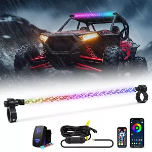 30 Inch LED Chase Light Bar Spiral Fat Whip RGB Roof Lights APP & Remote Control - Picture 1 of 11