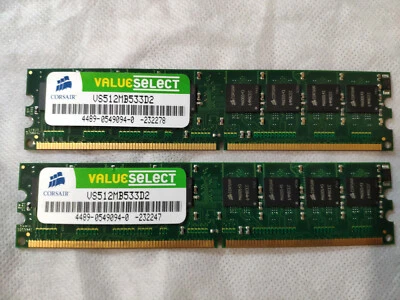 Corsair Ram DDR2 DDR-2 533Mhz 2x512MB PC2-4200U VS512MB533D2 - Immagine 1 di 2