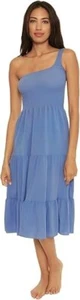 Becca by Rebecca Virtue Dress Women's M Blue Textured Tiered One Shoulder JDM960 - Picture 1 of 12